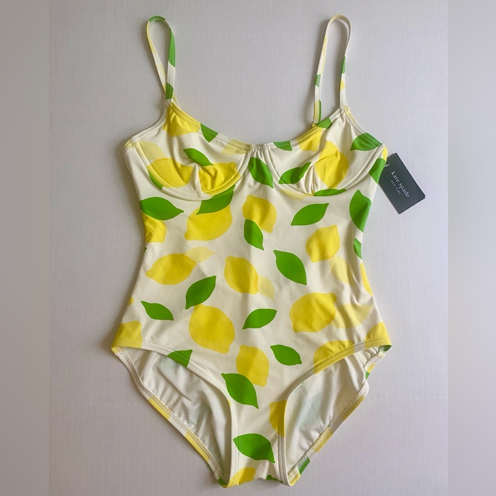 Kate Spade New York Ivory Lemon Print One Piece Swimsuit Size S NWT🍋Amalfi Coast